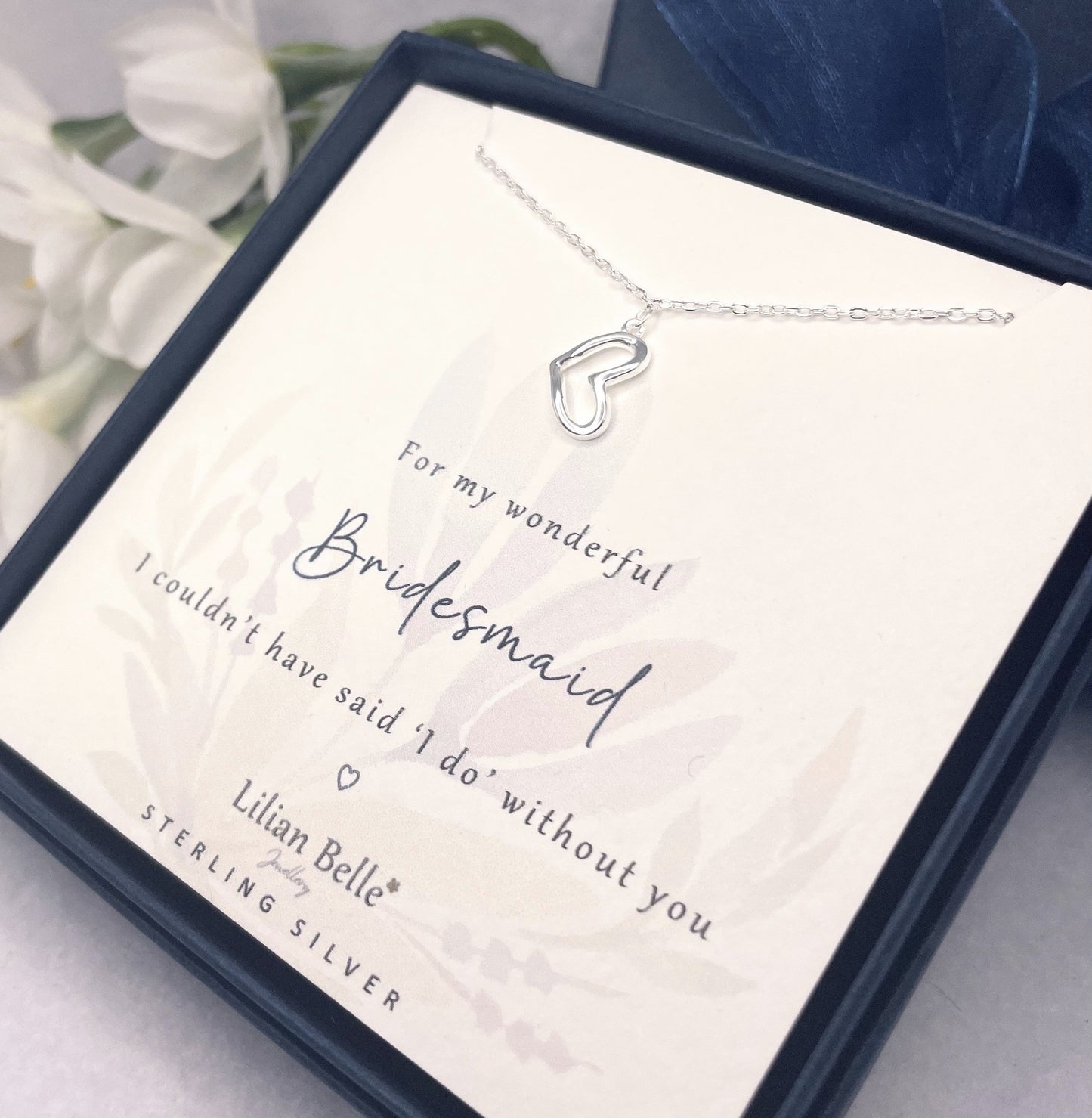 Bridesmaid Sterling Silver Personalised Jewellery Gifts, Thank you Gift for Bridesmaids, Necklace Earrings Bracelet Gifts 16" 18" 20" 22"