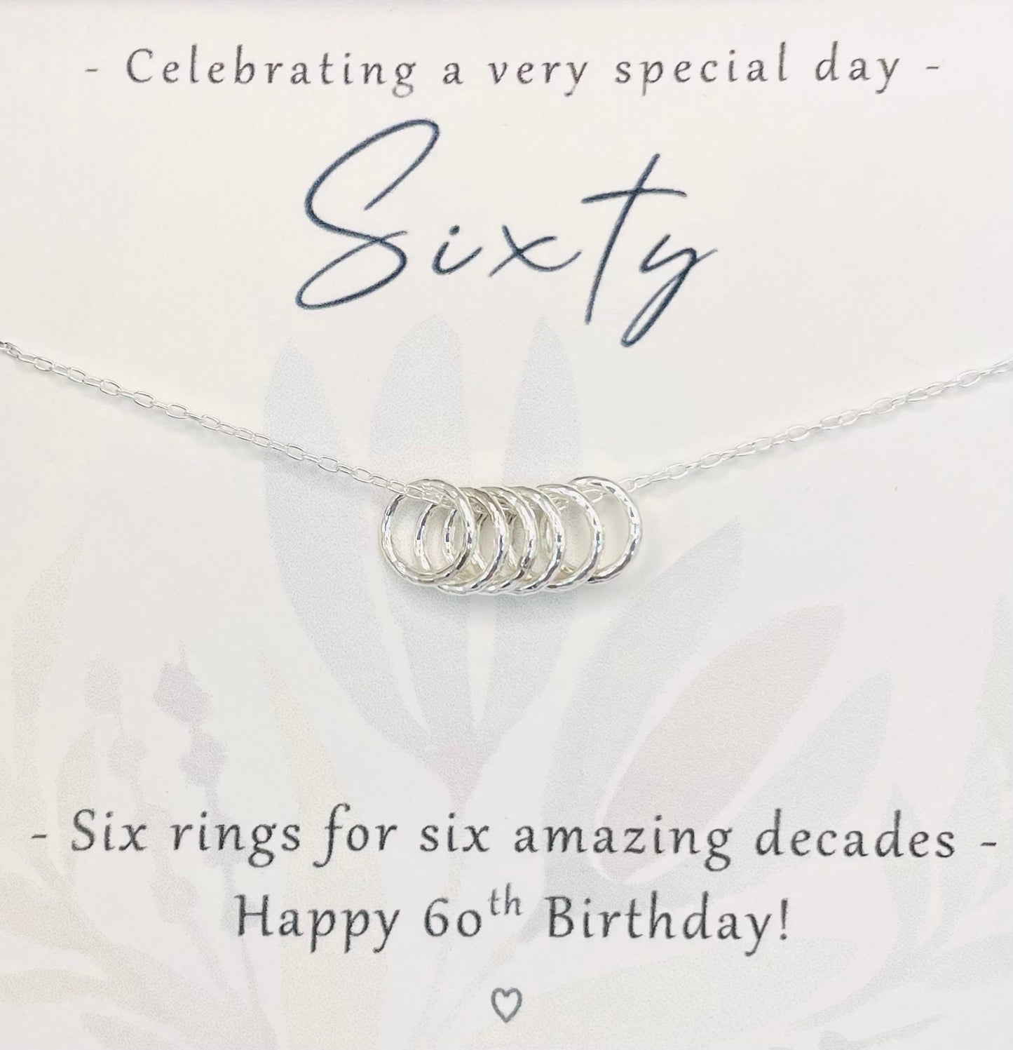 Sterling Silver 6 rings for 6 decades 60th necklace gift for women, 60th birthday gift for her, 60th birthday presents, 60th for friend
