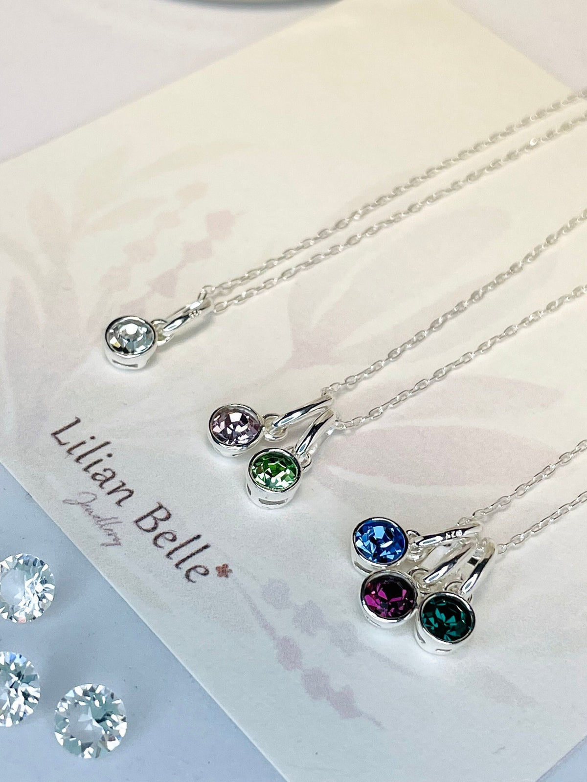 Family birthstone necklace gift, sterling silver minimalist birthstone necklace, personalised gifts for mum, family necklace, Mum gifts