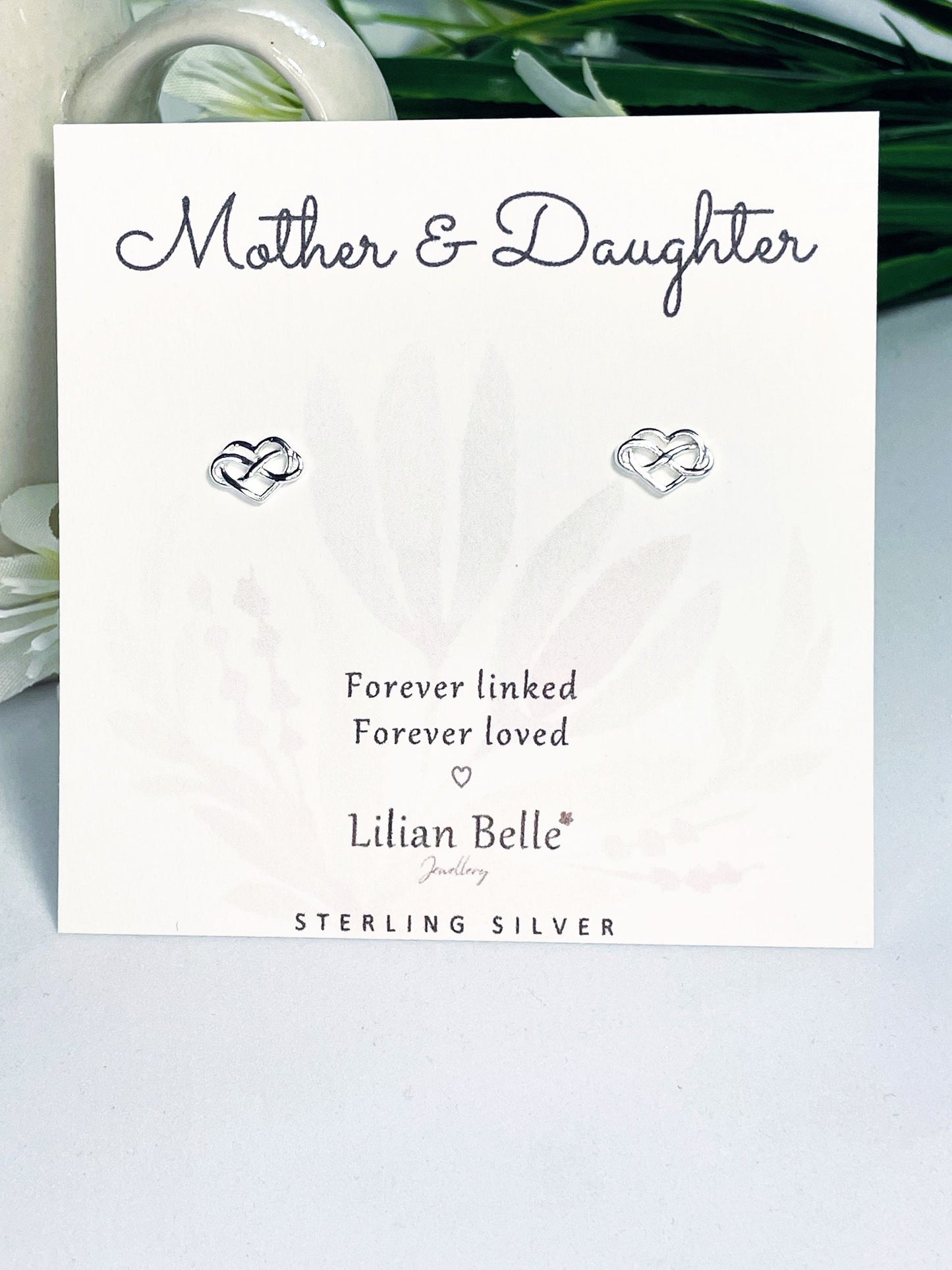 Sterling Silver Heart Infinity Earrings, Mother Daughter Gift