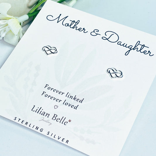 Sterling Silver Heart Infinity Earrings, Mother Daughter Gift