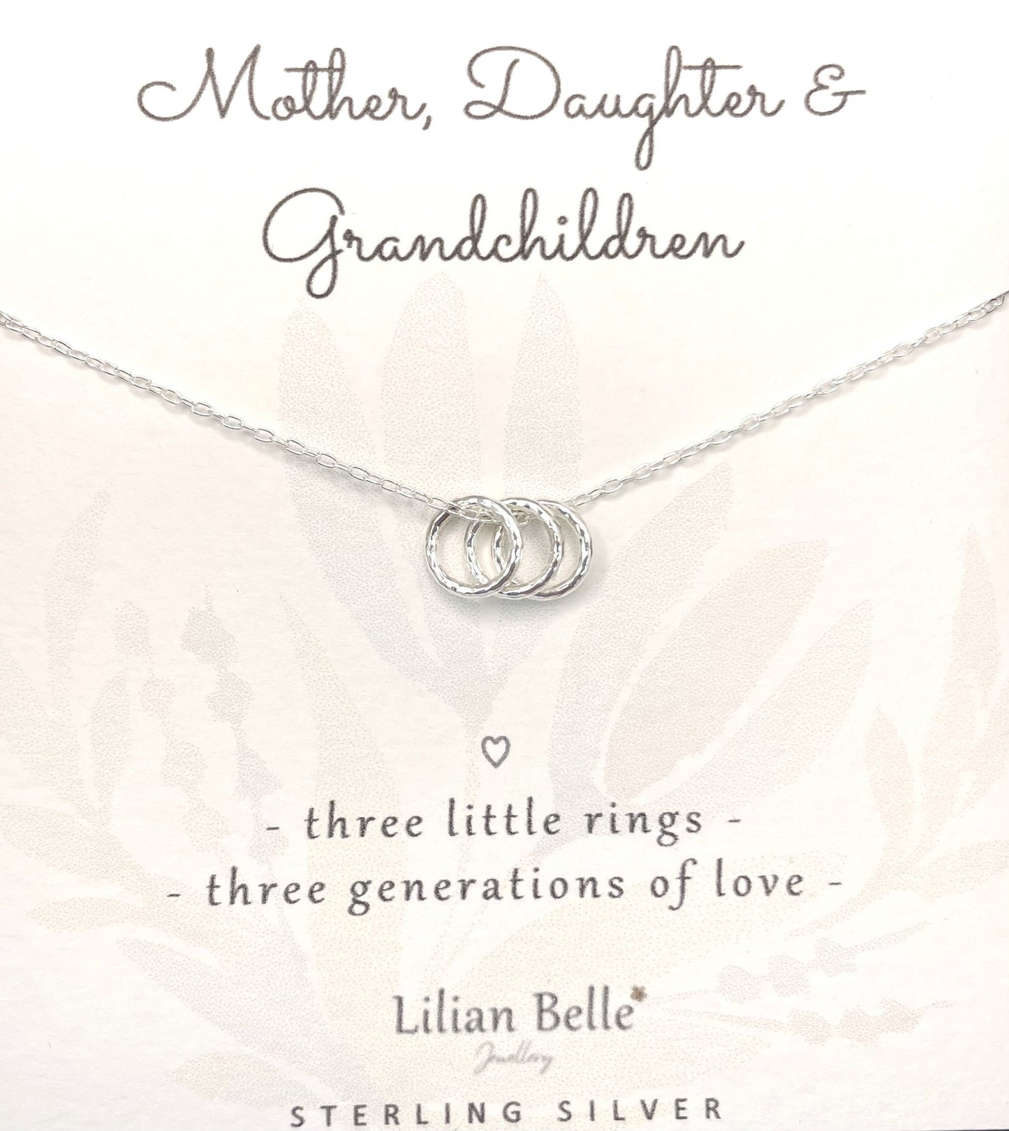 3 Rings for 3 Generations Sterling Silver Necklace, Grandmother Mother Grandson Granddaughter Grandchildren, Necklace Gift for Grandma