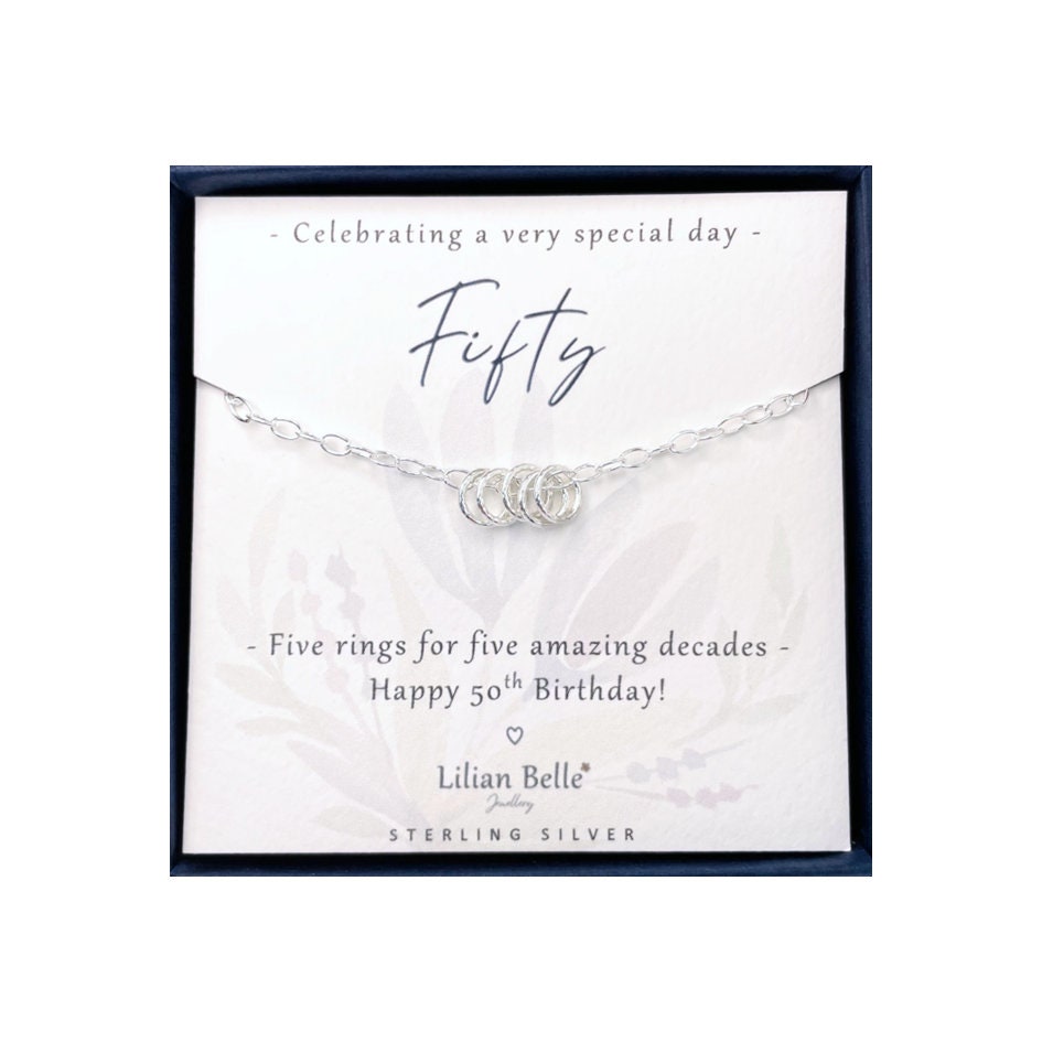 Sterling Silver Five Ring Bracelet, 50th Birthday Gift