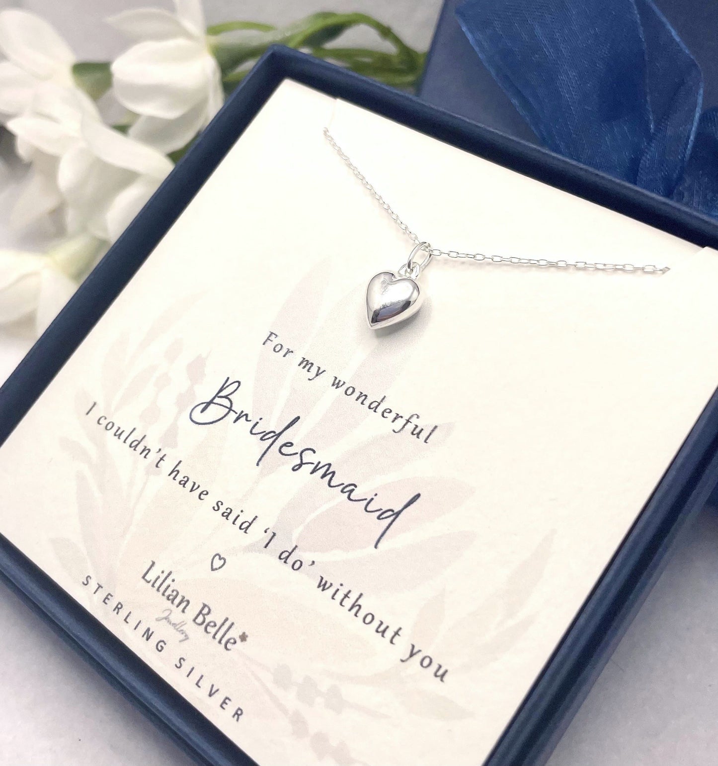 Bridesmaid 925 Sterling Silver Jewellery Gift, Personalised Wedding Gift for Women Girls, Necklace Earrings Bracelet Gifts 16" 18" 20" 22"