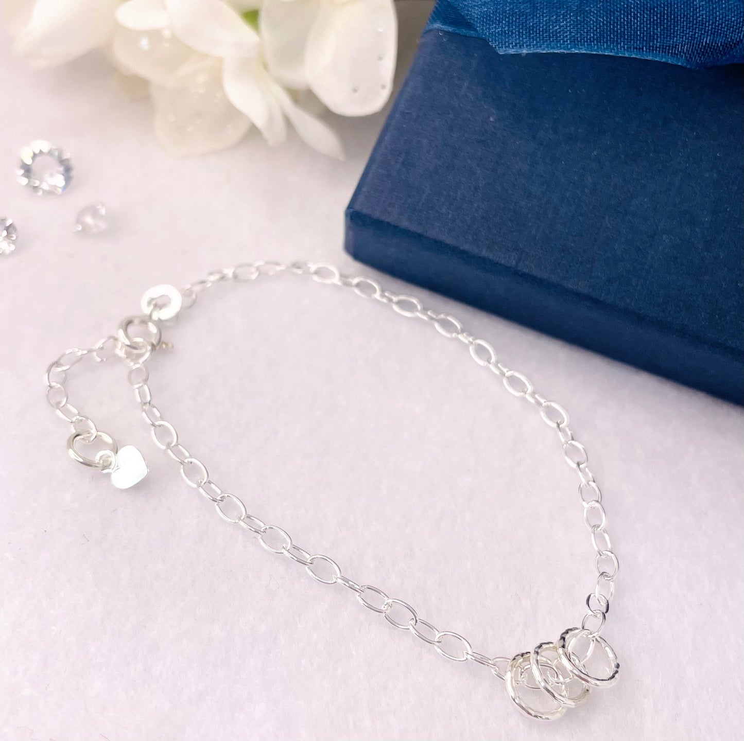 Sterling Silver Five Ring Bracelet, 50th Birthday Gift