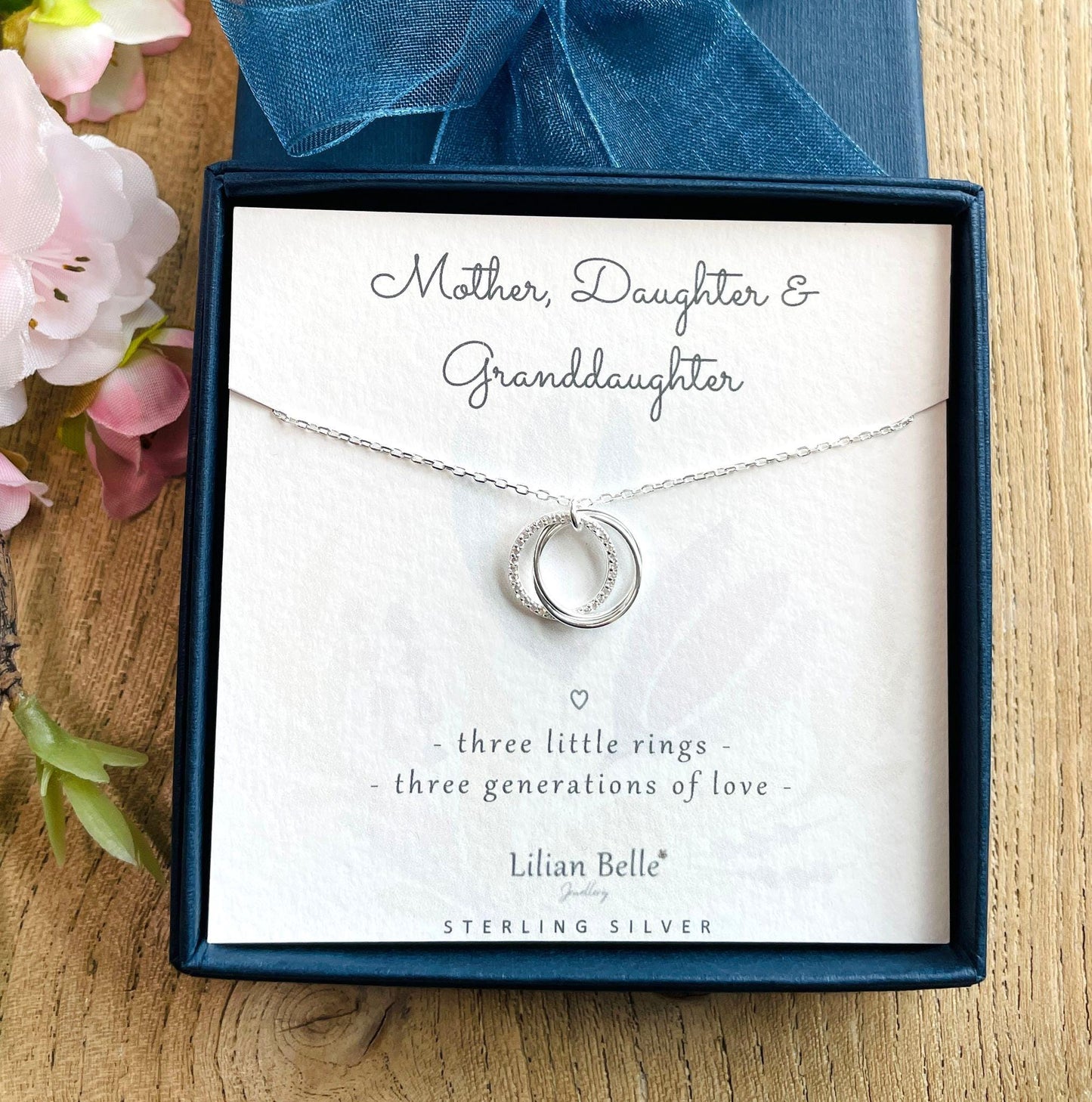 Sterling Silver Necklace Gran Gift, Generations Gifts, Nan Gifts, Grandma Gift from Grandchildren, Grandson, Granddaughter, Grandmother