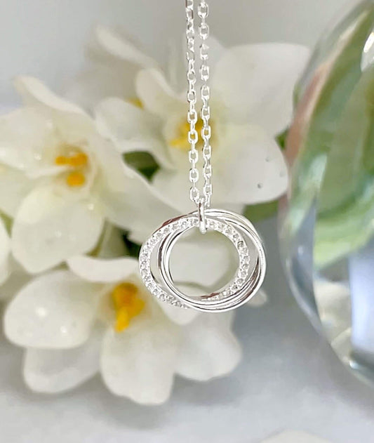 6 Rings 6 Decades Sterling Silver 60th Birthday Jewellery Necklace Gift for Women, 60 Birthday Jewelry Gifts for her, Sixty Gift