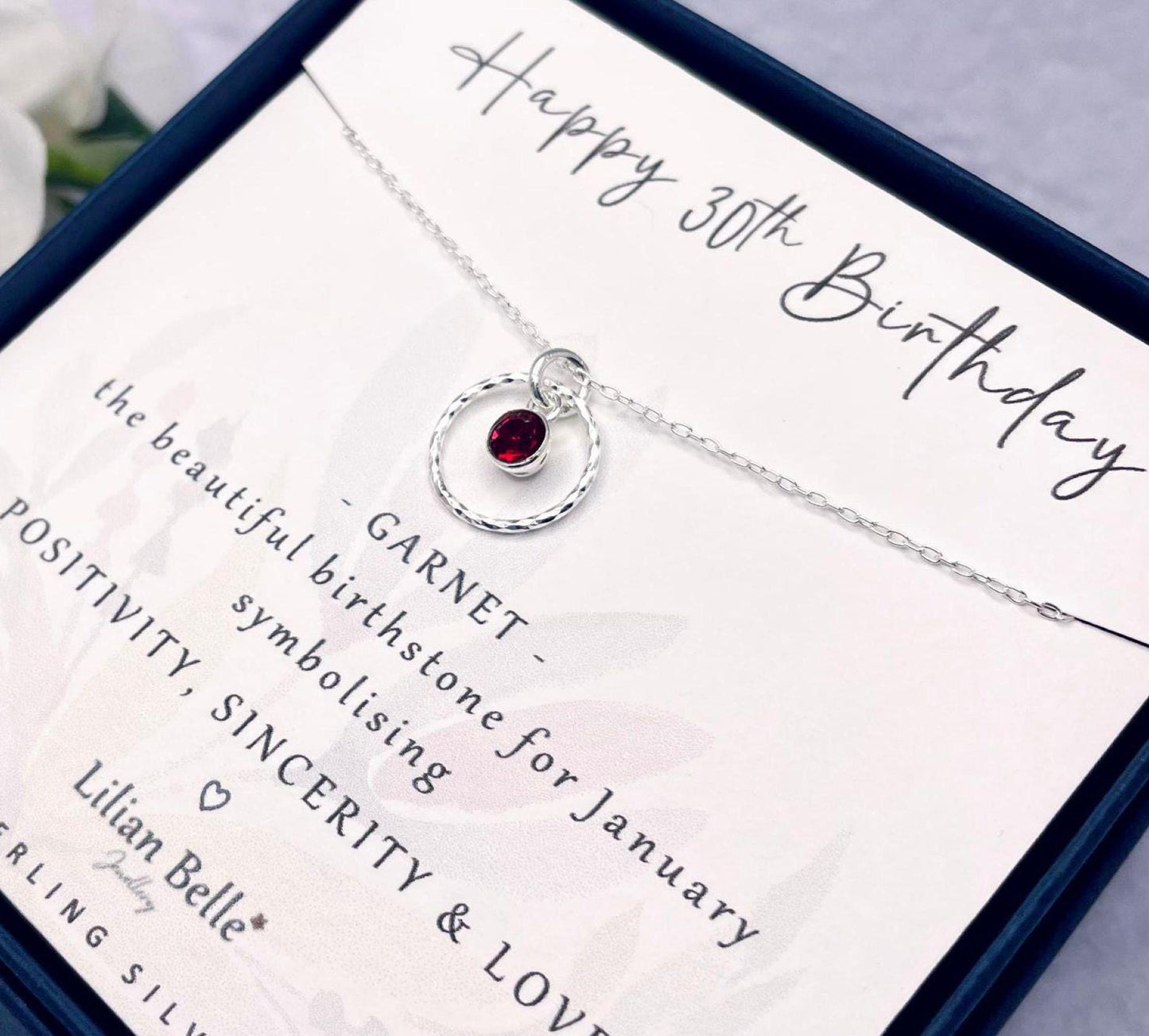 30th Sterling Silver Necklace with Birthstone, 30th Gifts for Her, Birthday Gift for Women, 30 Birthday Gifts, 30th Necklace, 30th Jewellery
