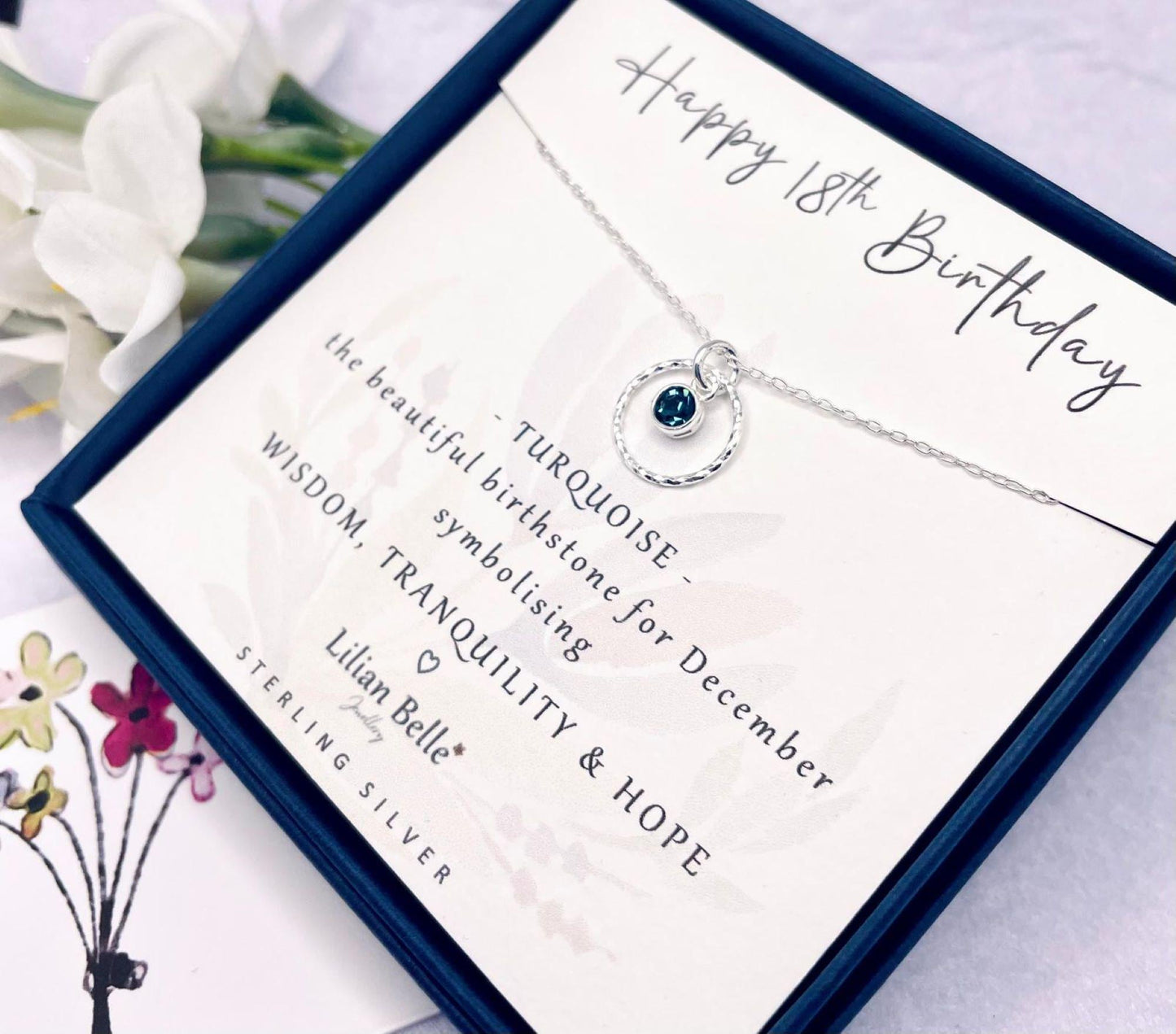 Sterling Silver 18th Birthday Necklace with Birthstone