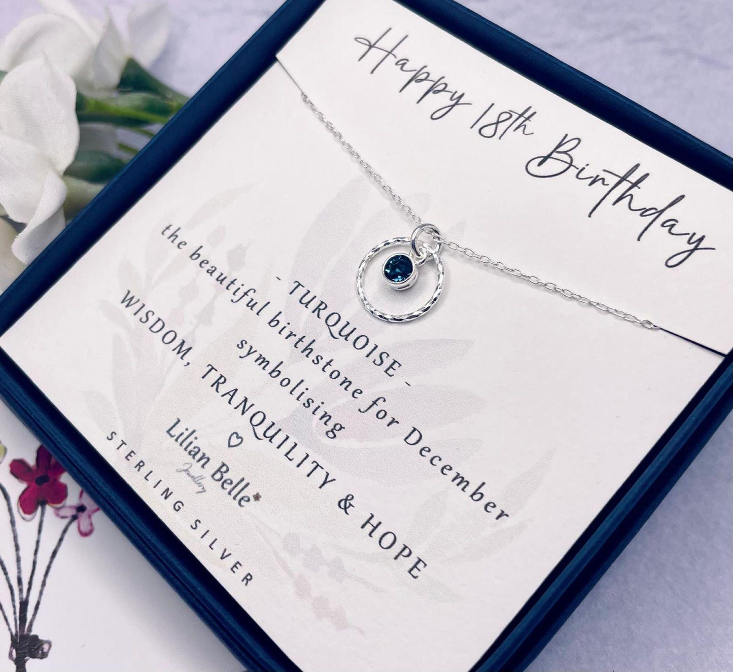 Sterling Silver 18th Birthday Necklace with Birthstone