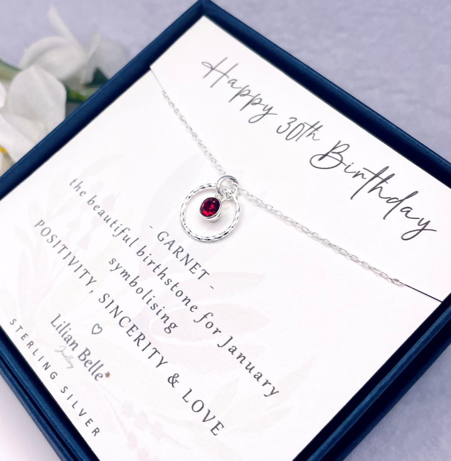 30th Sterling Silver Necklace with Birthstone, 30th Gifts for Her, Birthday Gift for Women, 30 Birthday Gifts, 30th Necklace, 30th Jewellery