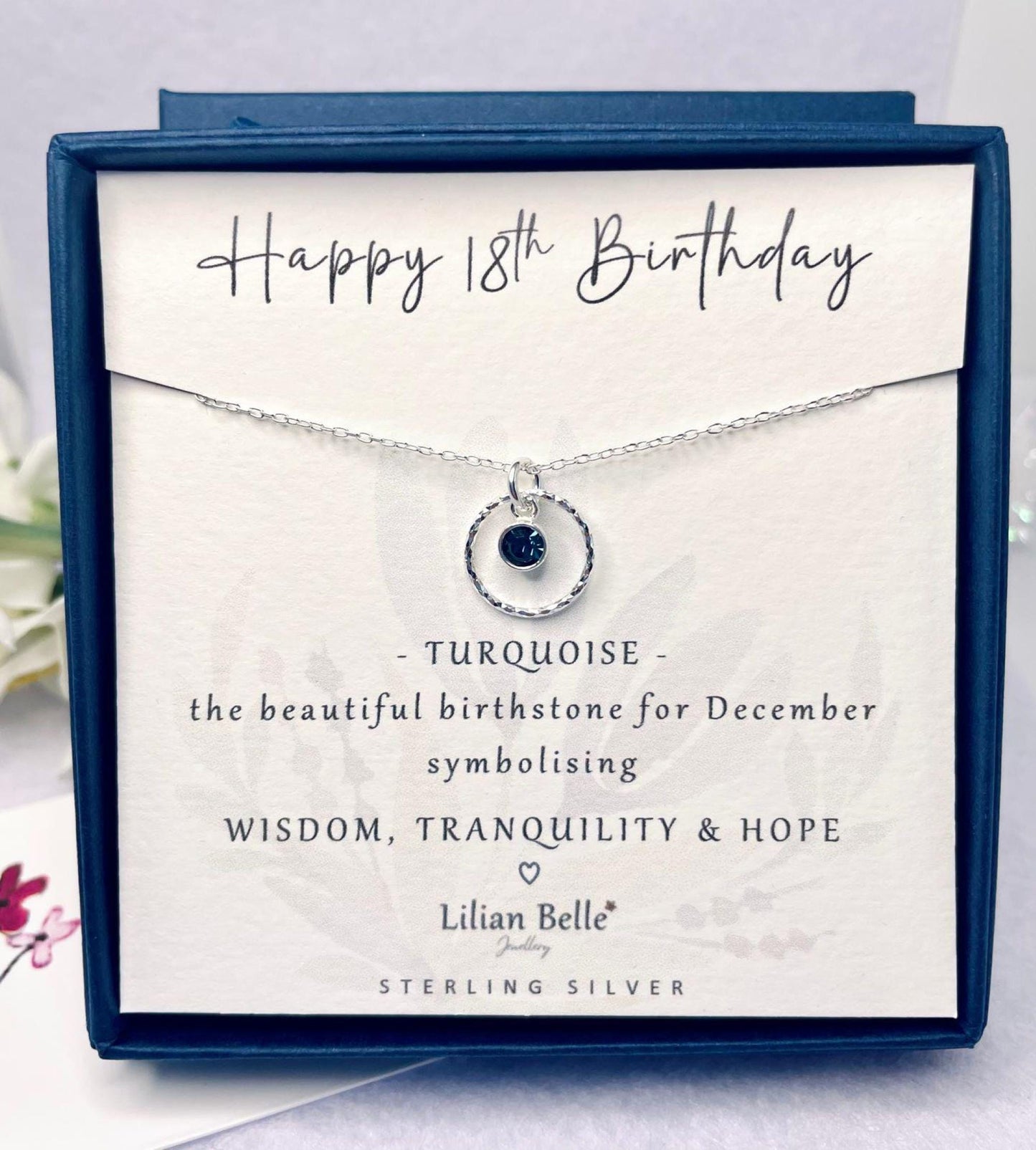 Sterling Silver 18th Birthday Necklace with Birthstone