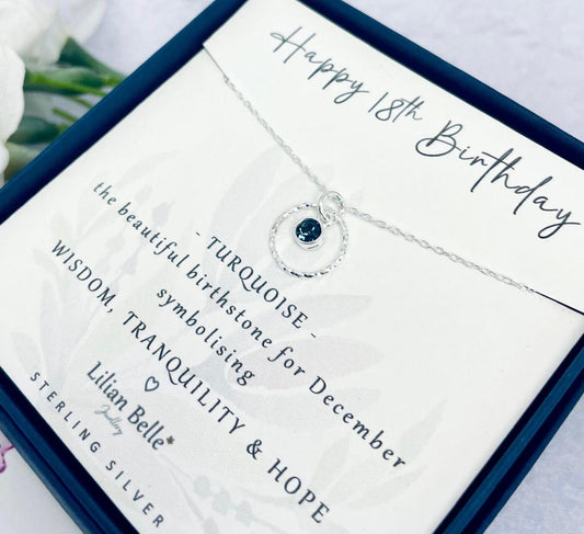Sterling Silver 18th Birthday Necklace with Birthstone