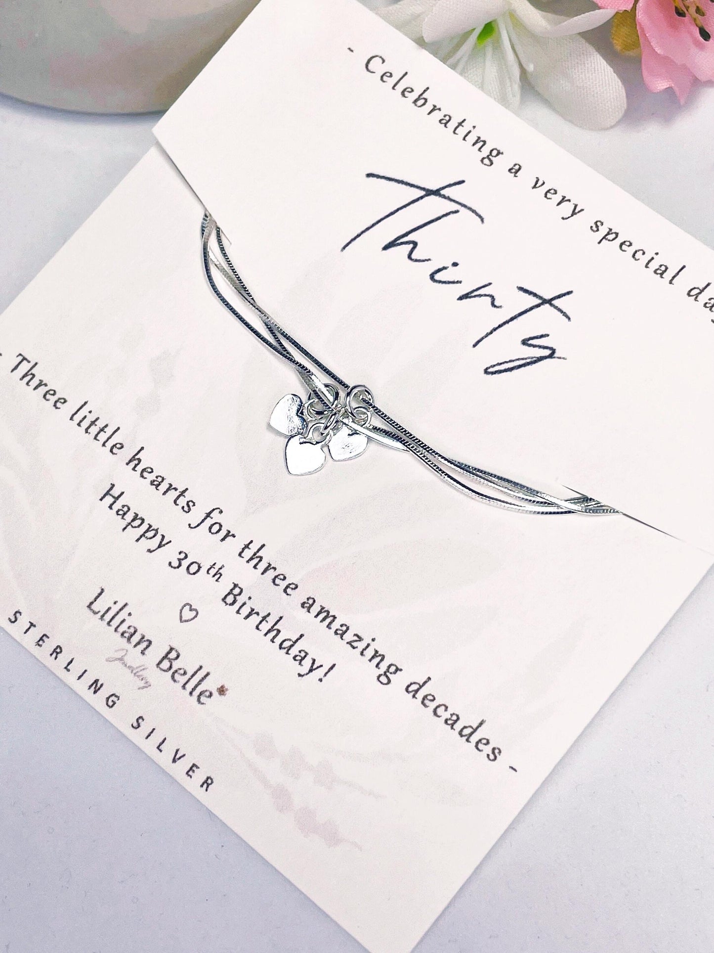 30th Birthday Sterling Silver 3 Decades Bracelet gifts for women, 30th Jewelry Birthday Gift for her, Friend Gifts, 30 Jewellery Gifts