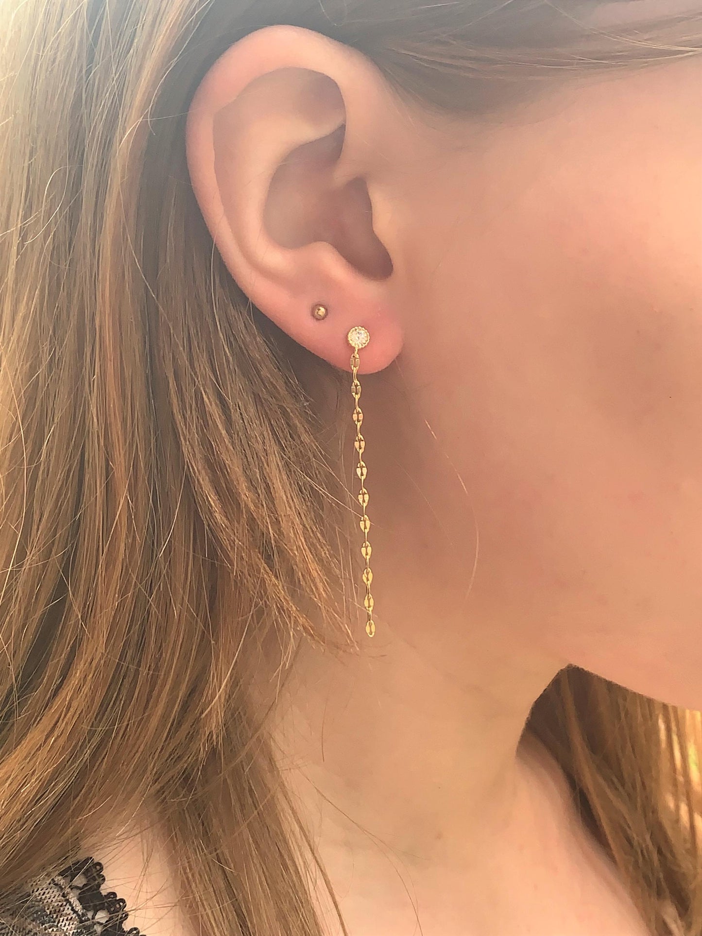 Dainty Long Boho Gold Dangle Earrings for Women, Wedding Prom Statement Earrings, Sterling Silver, Pretty Gold Drop Earrings for Girls