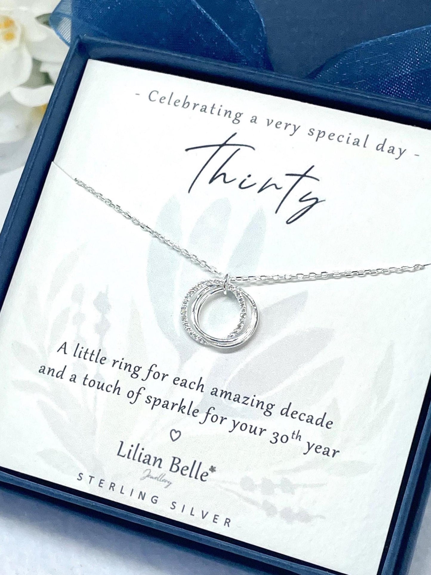 Sterling Silver 30th Birthday Jewellery, 30th Necklace gift for women, 30th birthday gifts for her, 30 birthday present, 30th Birthday Wife