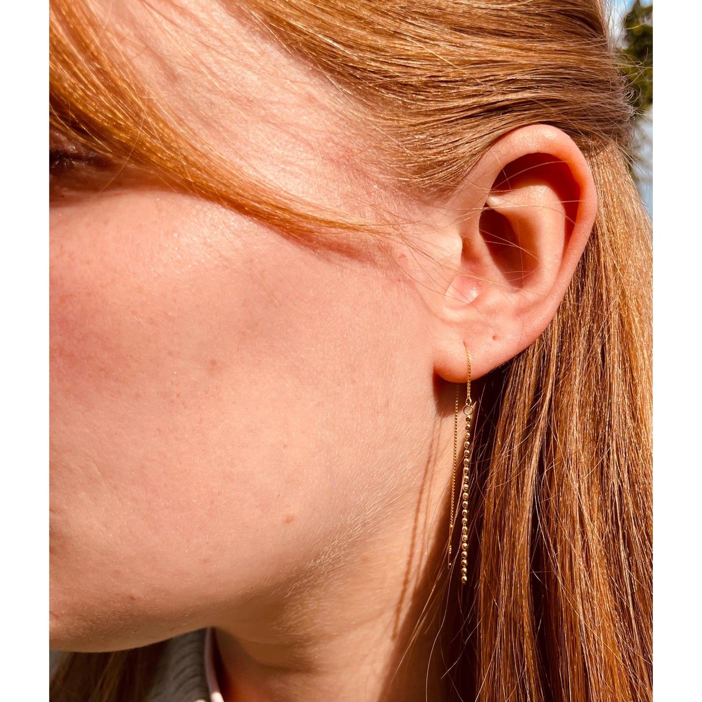 Dainty Gold Sterling Silver Long Boho Threader Earrings, Dainty Gold Drop Dangle Threaders, Gold Thread Earrings, Thread Through Earrings