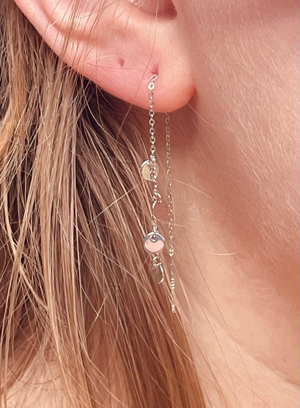 Dainty Gold Plated Sterling Silver Threader Earrings: Boho Coin Discs