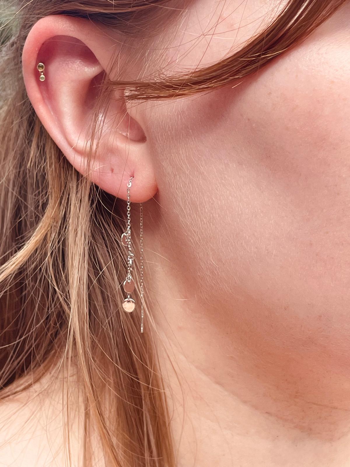 Dainty Gold Plated Sterling Silver Threader Earrings: Boho Coin Discs