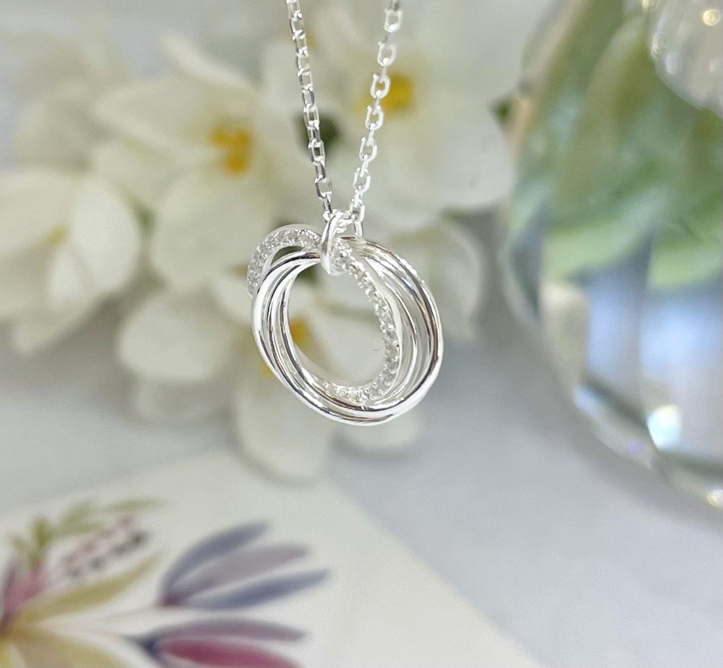Sterling Silver 7 Rings for 7 Decades 70th Necklace gift for women, 70th birthday gift for her, 70th birthday Jewellery, 70th Gifts for Her