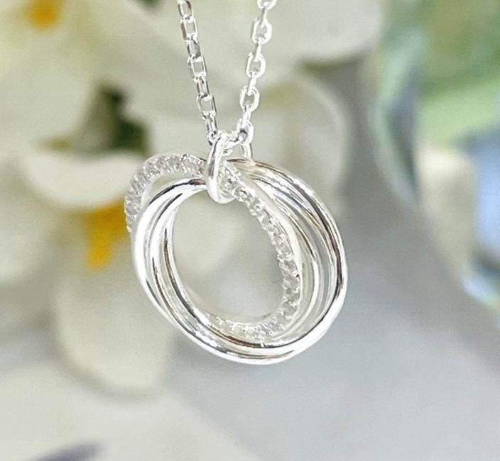 Sterling Silver 7 Rings for 7 Decades 70th Necklace gift for women, 70th birthday gift for her, 70th birthday Jewellery, 70th Gifts for Her