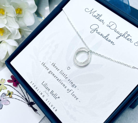 Sterling Silver Necklace Gran Gift, Generations Gifts, Nan Gifts, Grandma Gift from Grandchildren, Grandson, Granddaughter, Grandmother