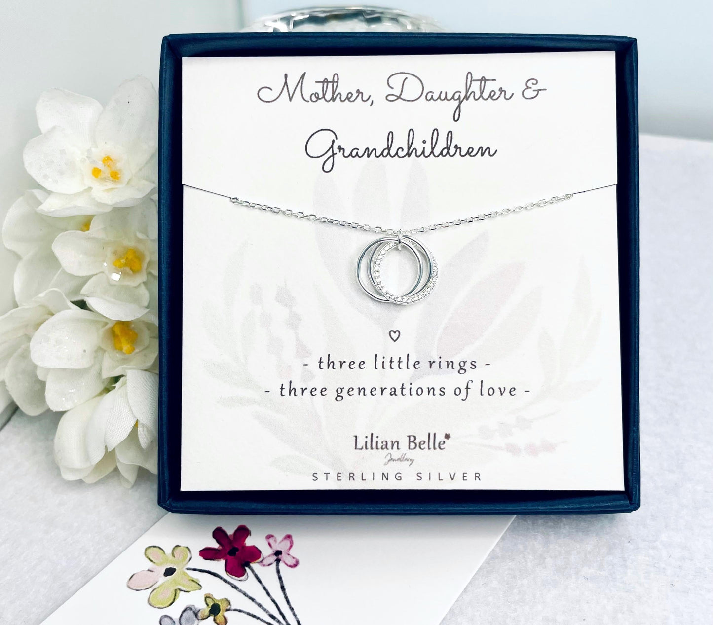 Sterling Silver Necklace Gran Gift, Generations Gifts, Nan Gifts, Grandma Gift from Grandchildren, Grandson, Granddaughter, Grandmother
