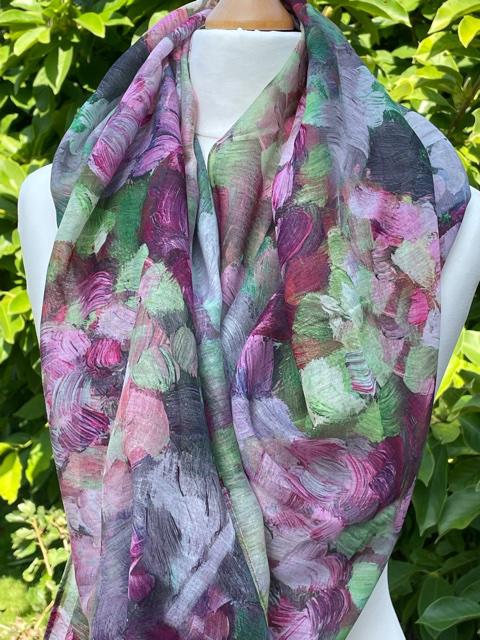 Blue Floral Scarf for Women, Pink Flower Scarves, Blue Scarf Gifts for Her