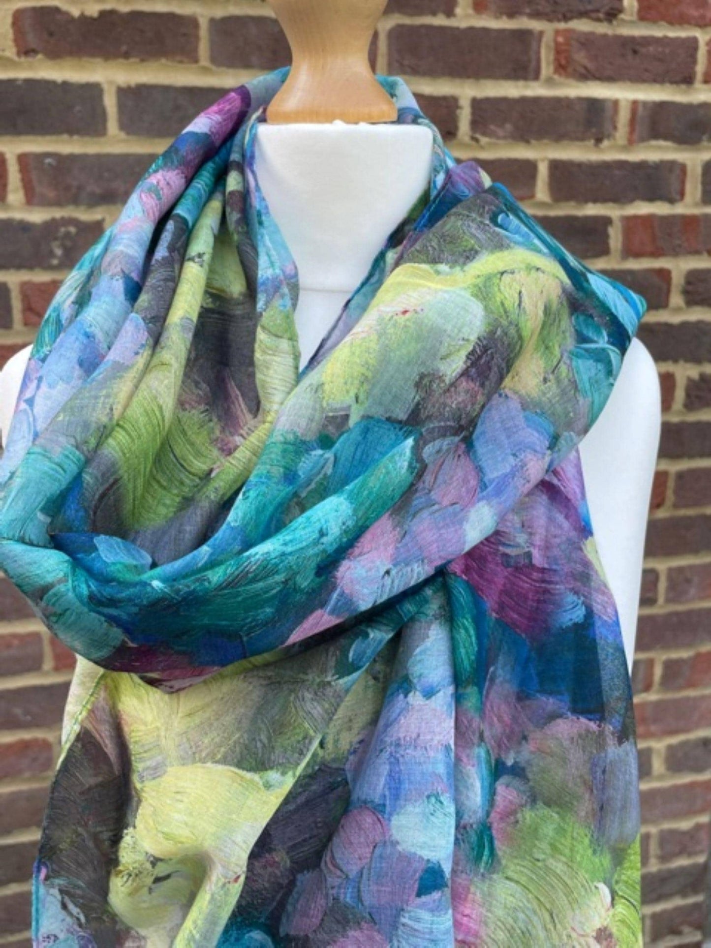 Blue Floral Scarf for Women, Pink Flower Scarves, Blue Scarf Gifts for Her
