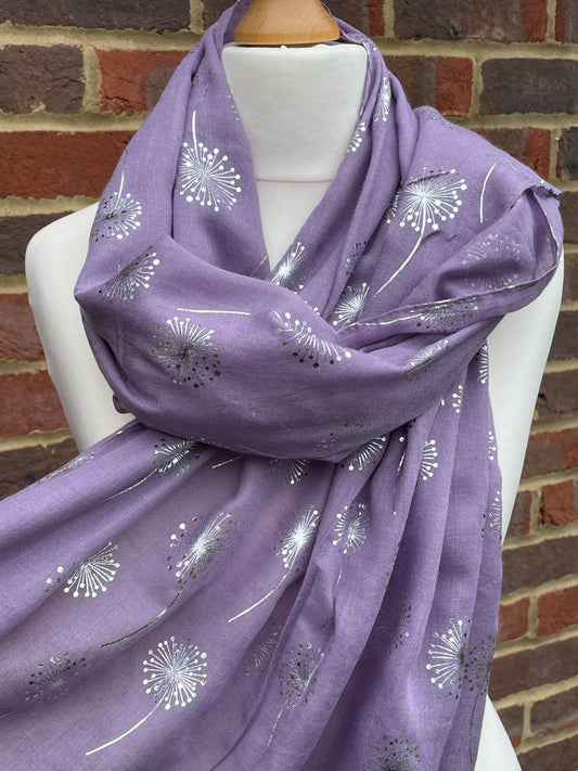 Lilac Dandelion Scarf Gifts or Women, Purple Scarves for Her, Light Mauve Scarf