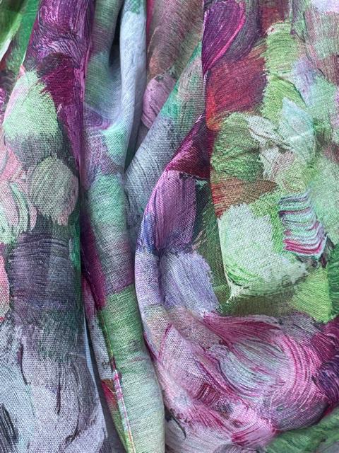 Pink Floral Scarf for Women, Pink Blue Green Flower Scarves, Blue Scarf Gifts for Her